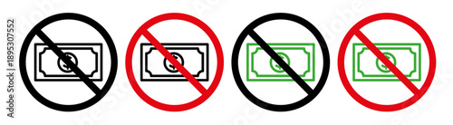 No money signs collection Silhouette flat icon design element.