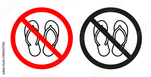 No sandals signs collection Silhouette flat icon design element.