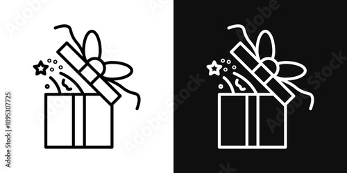 Open gift box icons - editable stroke vector illustration