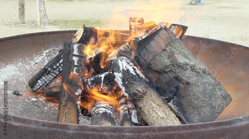 Holz brennt in einer Feuerschale