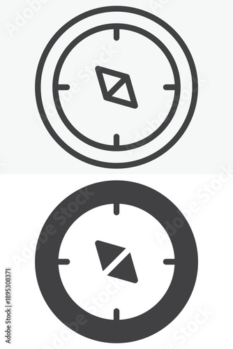 Compass navigation different style icon set. Line, outline and solid icon vector sign symbol with editable stroke. Compass icon for orientation and direction finding.