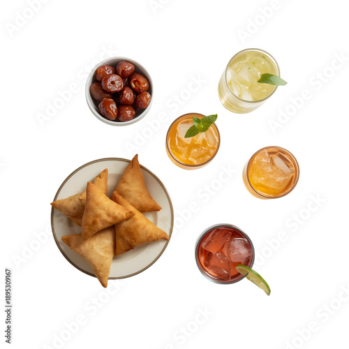 Vector illustration of iftar menu, isolated on white background.