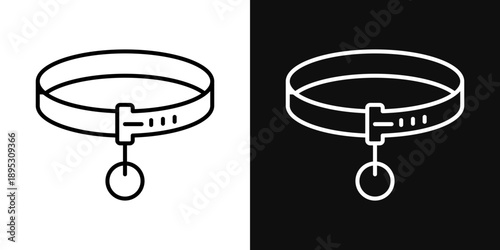 Pet collar icons - editable stroke vector illustration