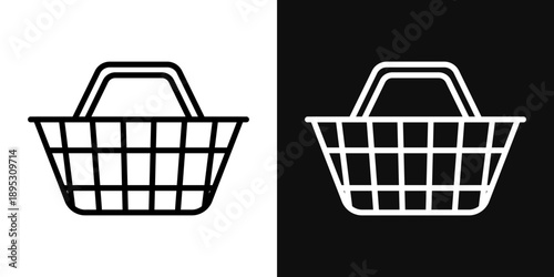 Shopping basket icons - editable stroke vector illustration