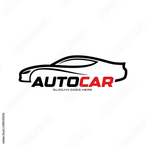 Auto Car Black White Vector Logo Template