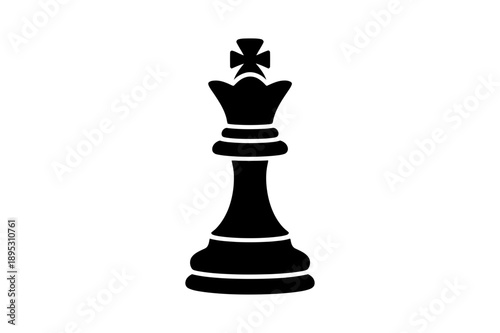 A black queen chess piece icon in a minimalist flat design style