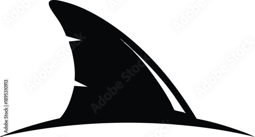 Black Shark Fin Silhouette on White Background.