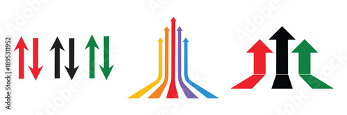 Upward Arrow Growth Icon Set – Business, Stock Market and Financial Growth Symbols with Rising Directional Arrows Vector Illustration