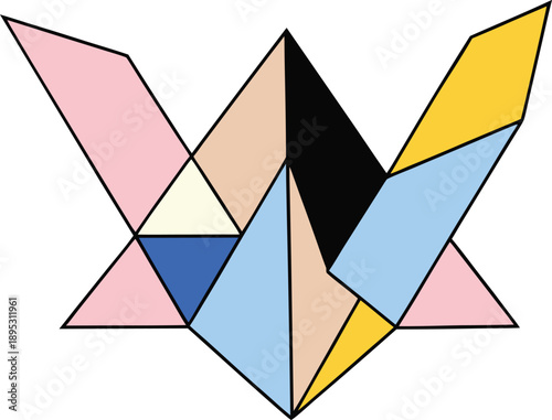 Sharp geometric gold shapes in swiss layout sophisticated