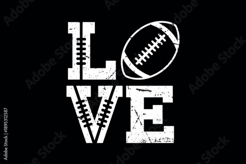 Love football symbol texture design football fans passion for sports black background creative graphic art