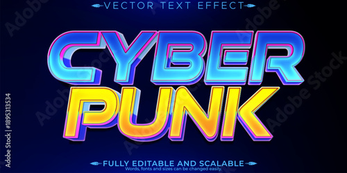 Cyber text effect, editable future and neon text style