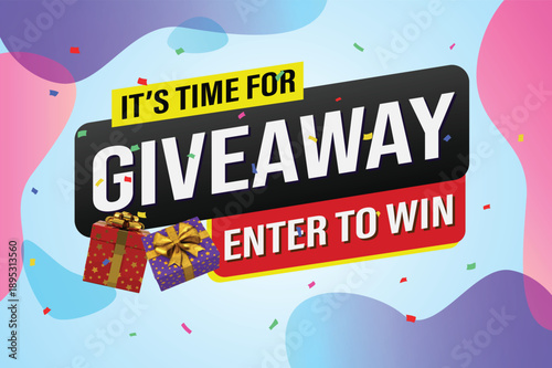 giveaway enter and win word vector gift box surprise style for social media landing page, template, ui, web, mobile app, poster, banner, flyer, background, gift card, coupon, label, wallpaper


