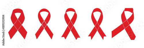 Breast Cancer Awareness Ribbon Icon Set – Pink Ribbon Symbols, Medical and Charity Vector Illustrations in Flat and Outline Style