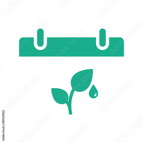 Green plant watering schedule vector clipart icon for gardening calendar and irrigation