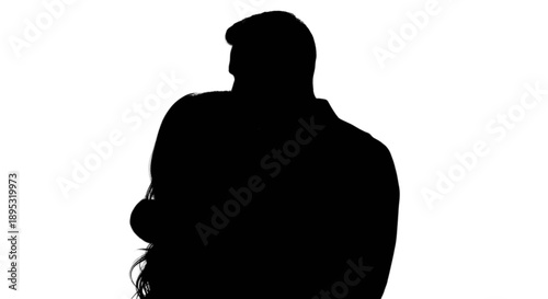 Silhouette of a couple embracing isolated on transparent background