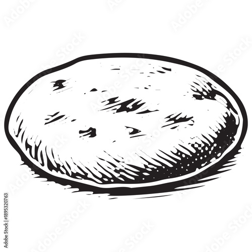 Round Flatbread Illustration – Traditional Ramadan Iftar Bread Icon