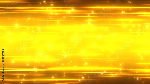 キラキラした金色の横に流れる流線のエフェクト背景の画像