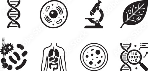 Exploring life's building blocks: a comprehensive set of biology and science icons