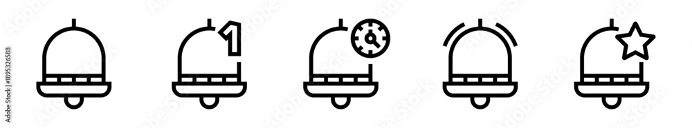 Obraz premium Conjunto de iconos de notificación. campanas de alerta, avisos importantes, recordatorios activos. Ilustración vectorial lineal
