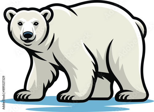 Cute polar bear vector illustration in cartoon style showing a wild mammal character with soft fur in a simple clean design.