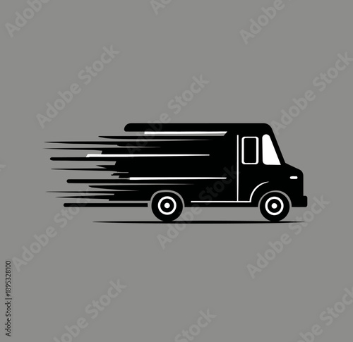 Fast delivery truck icon with speed lines. Express shipping, rapid transport, and logistics service symbol vector.