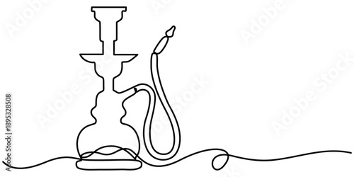 Continuous one line drawing of hookah, tobacco smoking equipment. simple outline vector illustration. 