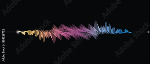 Vibrant multicolored sound wave on with white line