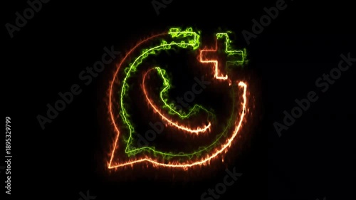 Neon Electric WhatsApp Icon with Energy Stroke Animation