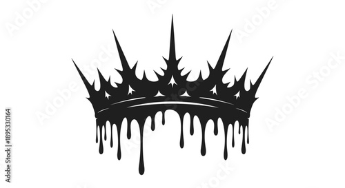 Dripping Royal Crown Silhouette with Sharp Spikes