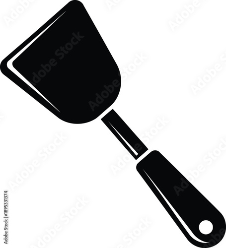 Black spatula silhouette vector isolated on transparent background, kitchen utensil for cooking and baking