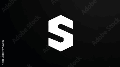 Modern geometric white letter S icon on a dark background, abstract initial symbol for branding, corporate identity, and digital design.