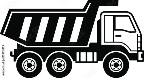 Dump Truck Icon Black and White vehicle transportation