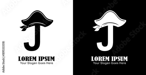 J letter logo design combined with a pirate hat