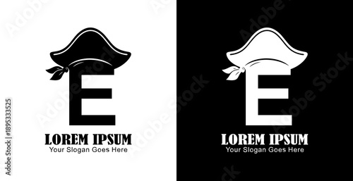 E letter logo design combined with a pirate hat