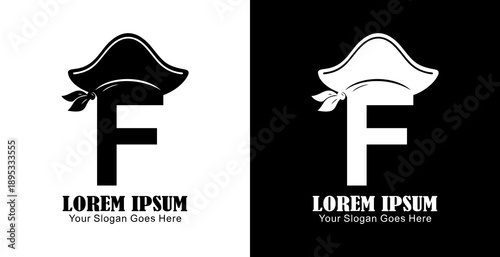 F letter logo design combined with a pirate hat