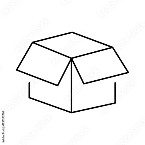 Shopping icons as order processing, customer review, packaging. Open Package Box with Downward Arrow Icon. Delivery box icon. Arrow in the box. Start up icon in flat color style. Unbox Icon Symbol.