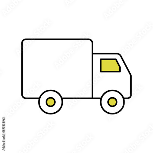Delivery truck outline illustration in minimal style on transparent background. Delivery truck icon vector illustration of transport vehicle for shipping and moving company service design vector.