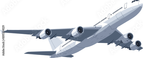 Tableau sur toile Flying super jumbo passenger jet angled perspective vector illustration