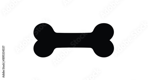 Simple black silhouette of a dog bone on a white background