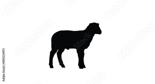 Silhouette of a sheep against a plain white background