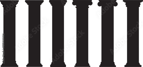 Six black columns on white background illustration design element