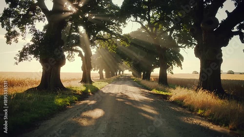 Sun Rays on a Country Road