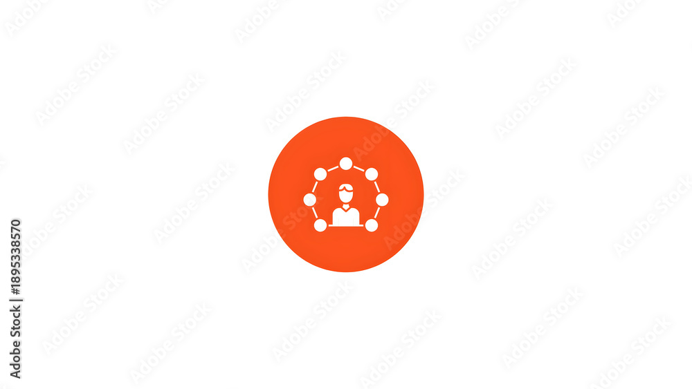 Fototapeta premium Virus Graphic Icon – White Person Outline with Radiating Lines on Purple Circle – Center-Right