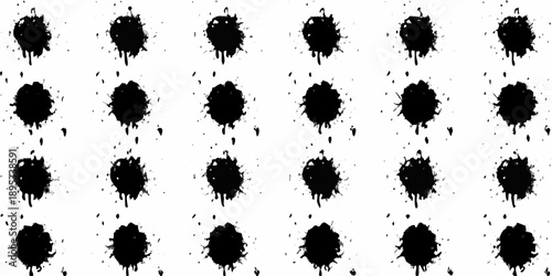 Abstract arrangement of irregular black shapes on a white background