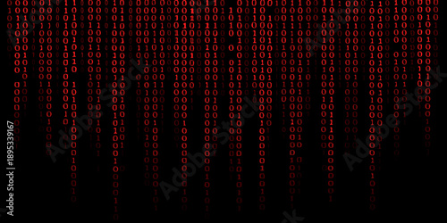 Digital rain of binary code cascades down a black screen