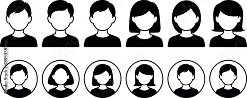Collection of Diverse Silhouette Profile Icons Representing Different People and Genders