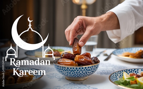 Celebrating ramadan kareem with dates