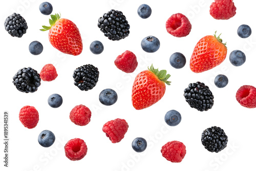 Wallpaper Mural Assorted berries scattered isolated on transparent background Torontodigital.ca