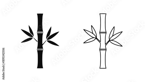 Vector illustration of a pair of stylized bamboo plant designs on a transparent background