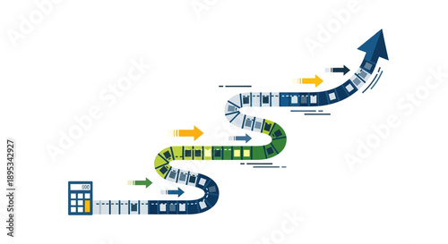 Financial Growth Roadmap: Winding Business Progress Path Leading to Success and Upward Arrow